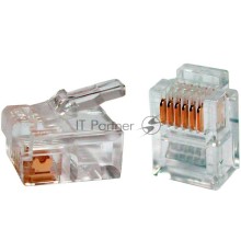Телефонный разъем RJ-12(6P6C) Hyperline PLUG-6P6C-P-C2-100 (3 µ''/ 3 микродюйма) (100 шт)
