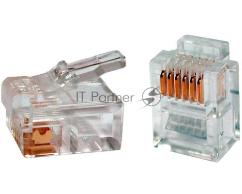 Телефонный разъем RJ-12(6P6C) Hyperline PLUG-6P6C-P-C2-100 (3 µ''/ 3 микродюйма) (100 шт)