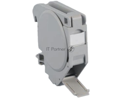 Крепление для Keystone Jack на DIN-рейку Hyperline FP-IE-DIN-KJ-1A-GY в распределительные щиты для промышленных решений, с 2-мя боковыми крышками, ширина 21 мм
