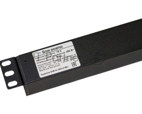 Блок силовых розеток Hyperline SHE-(XX)SH, Shuko х 19, вход Schuko, 19