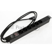 Блок силовых розеток Hyperline SHE19-(X)SH, Shuko х 6, вход Schuko, 19