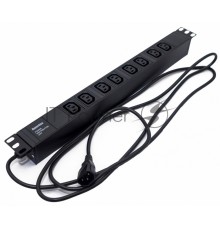 Блок силовых розеток Hyperline SHE19-(XX)IEC, IEC 60320 С13 х 8, вход IEC 60320 C14, 19