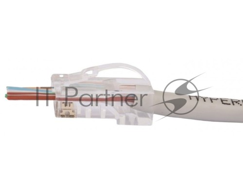 Разъём Hyperline PLEZ-8P8C-U-C5, RJ45(8p8c), кат. 5е, неэкр., для одножильного и многожильного кабеля, 100 шт, цвет: прозрачный, язычок Arch