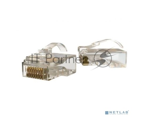 Разъём Hyperline PLEZ-8P8C-U-C5, RJ45(8p8c), кат. 5е, неэкр., для одножильного и многожильного кабеля, 100 шт, цвет: прозрачный, язычок Arch