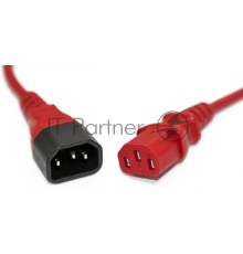 Шнур для блока питания Hyperline PWC-IEC13-IEC14, IEC 320 C13, вилка C14, 1.8 м, 10А, провода 3 х 0,75 кв. мм, цвет: красный