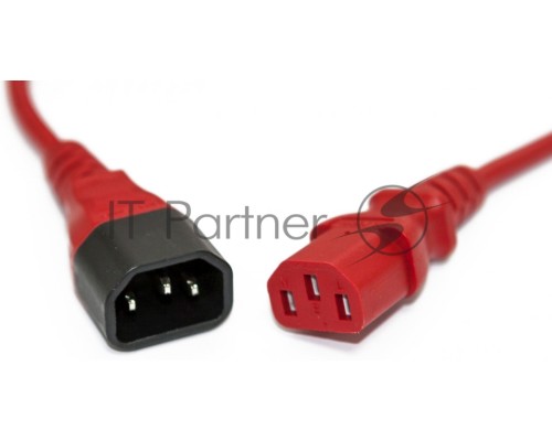 Шнур для блока питания Hyperline PWC-IEC13-IEC14, IEC 320 C13, вилка C14, 1.8 м, 10А, провода 3 х 0,75 кв. мм, цвет: красный