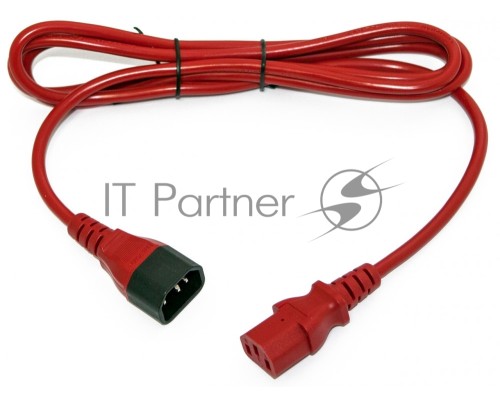 Шнур для блока питания Hyperline PWC-IEC13-IEC14, IEC 320 C13, вилка C14, 1.8 м, 10А, провода 3 х 0,75 кв. мм, цвет: красный