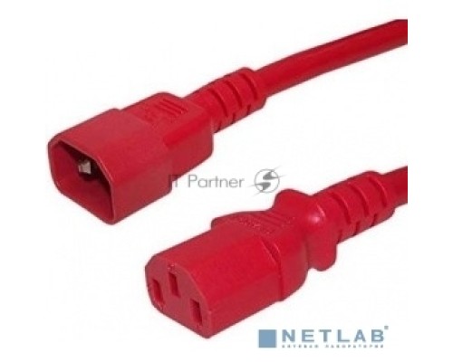 Шнур для блока питания Hyperline PWC-IEC13-IEC14, IEC 320 C13, вилка C14, 1.8 м, 10А, провода 3 х 0,75 кв. мм, цвет: красный