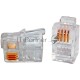 Разъём Hyperline, RJ11(4p4c), кат. 2, неэкр., для многожильного кабеля, 100 шт, цвет: прозрачный, (телефонный)