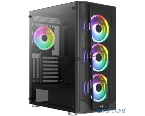 Компьютерный корпус MidiTower AeroCool PRISM-G-BK-v2 ATX Black 4*120mm FRGB fan (4711099471768)