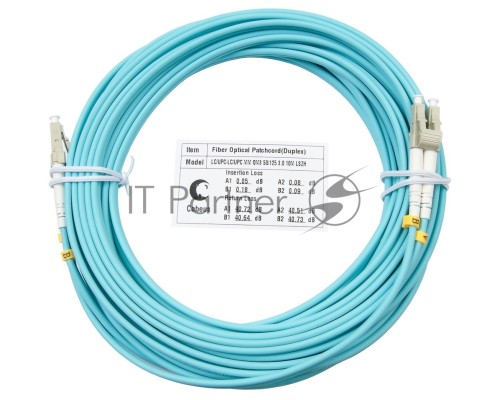 Шнур оптический Cabeus Tight Buffer, Duplex LC/LC, OM3 50/125, LSZH, 10м, Ø 3мм, серый хвостовик, цвет: аква