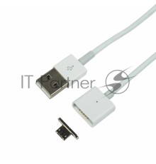 Кабель micro USB магнитный со съемным штекером, 1м белый