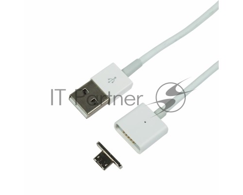 Кабель micro USB магнитный со съемным штекером, 1м белый