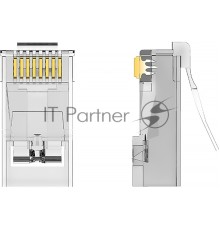Коннектор Vention RJ45 (8p8c), FTP, cat. 5e, под витую пару, экранированный (50шт.)