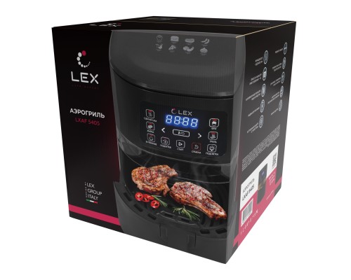 Аэрогриль LEX LXAF5405 1600 Вт. 4 л. 5 программ, сенсорный, черный, аэрофритюрница
