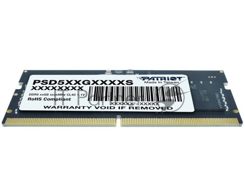 Оперативная память Patriot 16Gb DDR5 4800MHz (1*16Gb) SO-DIMM PSD516G480081S RTL PC5-38400 CL40 260-pin 1.1В dual rank