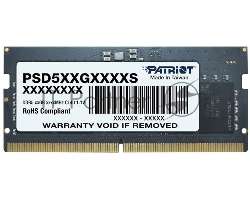 Оперативная память Patriot 16Gb DDR5 4800MHz (1*16Gb) SO-DIMM PSD516G480081S RTL PC5-38400 CL40 260-pin 1.1В dual rank
