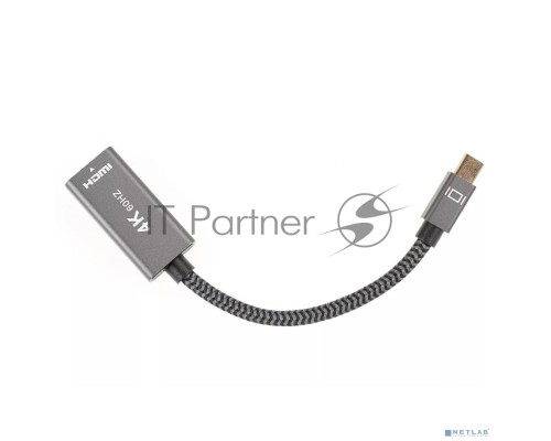 Адаптер miniDP --> HDMI-F 0.15м ,  оплетка, 4K@60Hz, Telecom (TA565)