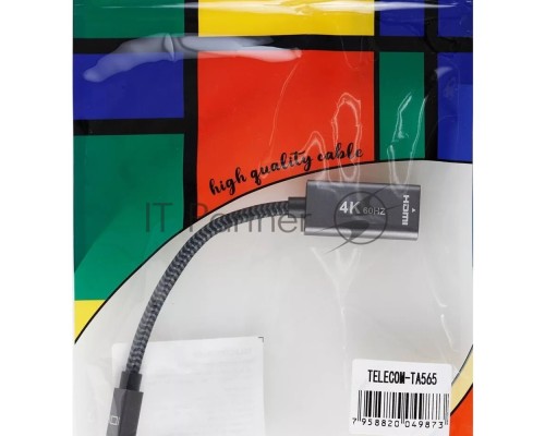 Адаптер miniDP --> HDMI-F 0.15м ,  оплетка, 4K@60Hz, Telecom (TA565)