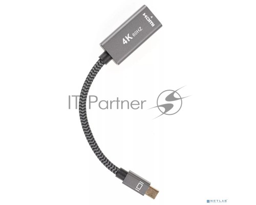Адаптер miniDP --> HDMI-F 0.15м ,  оплетка, 4K@60Hz, Telecom (TA565)