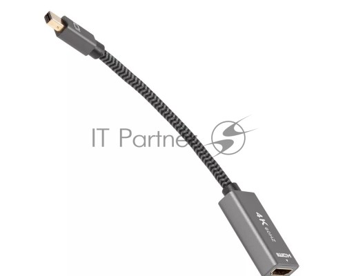 Адаптер miniDP --> HDMI-F 0.15м ,  оплетка, 4K@60Hz, Telecom (TA565)