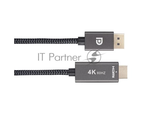 Кабель DisplayPort M-> HDMI M 4K@60Hz 1.8m Telecom,оплетка (TA561M-1.8M)
