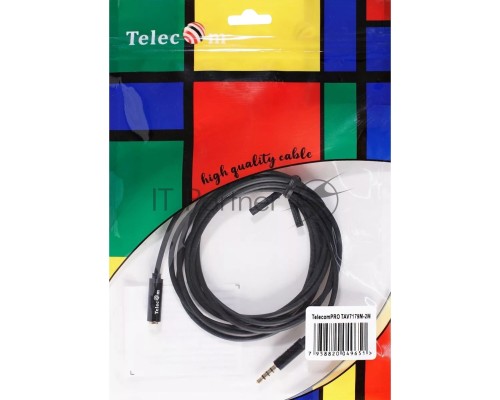 Кабель удлинит 3.5 Jack (M) - 3.5 Jack (F), 2м Telecom PRO <TAV7179M-2M>