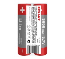 Rexant (30-2037) Аккумулятор Li-ion (литий-ион) 18650, 3,7В, 3000мАч, без платы защиты, 2 шт, пластиковая упаковка