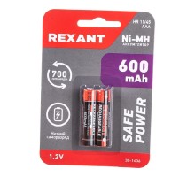 Rexant (30-1406) Аккумулятор Ni-MH AAA/HR03, 1,2В, 600мАч, 2 шт, блистер