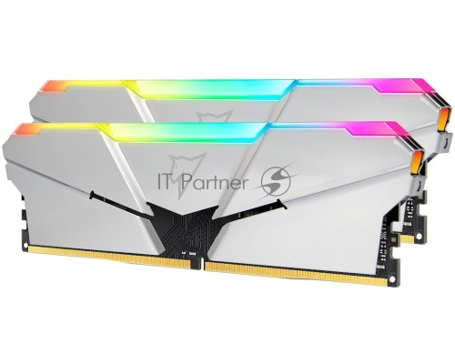 Оперативная память DDR4 Netac Shadow RGB 16GB (2x8GB) 3600MHz CL18 1.35V / NTSRD4P36DP-16SC / Silver / with radiator