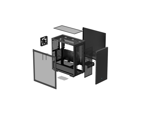 Компьютерный корпус Deepcool CH510 без БП, боковое окно (закаленное стекло), 1x120мм вентилятор сзади, черный, ATX