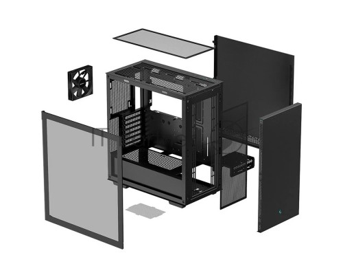 Компьютерный корпус Deepcool CH510 без БП, боковое окно (закаленное стекло), 1x120мм вентилятор сзади, черный, ATX