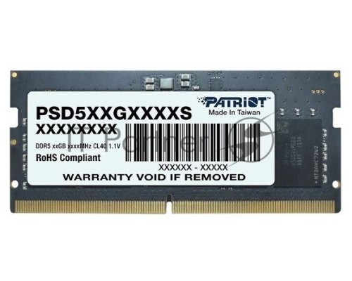 Оперативная память DDR5 32Gb 4800MHz Patriot PSD532G48002S RTL PC5-38400 CL40 SO-DIMM 260-pin 1.1В dual rank Оперативная память DDR5 32Gb 4800MHz Patriot PSD532G48002S RTL PC5-38400 CL40 SO-DIMM 260-pin 1.1В dual rank