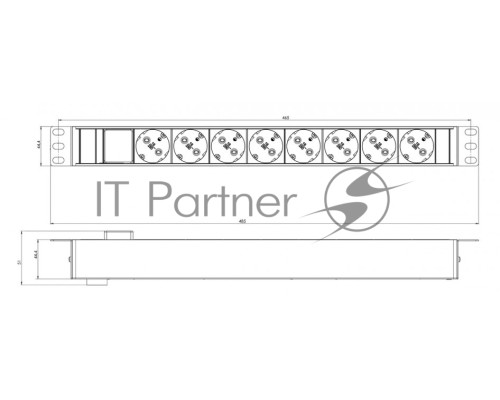 Блок розеток Hyperline SHZ19-8SH-S-IEC для 19