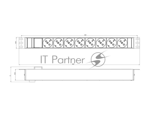 Блок розеток Hyperline SHZ19-8SH-S-IEC для 19