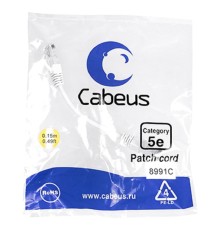 Cabeus PC-UTP-RJ45-Cat.5e-0.15m-WH Патч-корд U/UTP, категория 5е, 2xRJ45/8p8c, неэкранированный, белый, PVC, 0.15м