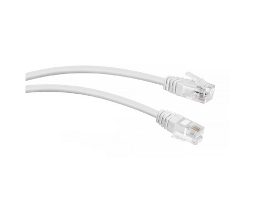 [Cabeus Патч-корды (сетевые, телефонные)] Cabeus PC-TEL-RJ12-10m Патч-корд телефонный 2х6р4с, белый, PVC, 10 м