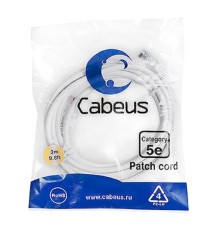 Cabeus PC-UTP-RJ45-Cat.5e-3m-WH-LSZH Патч-корд U/UTP, категория 5е, 2xRJ45/8p8c, неэкранированный, белый, LSZH, 3м