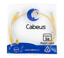 Cabeus PC-UTP-RJ45-Cat.5e-1m-YL Патч-корд U/UTP, категория 5е, 2xRJ45/8p8c, неэкранированный, желтый, PVC, 1м