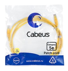 Cabeus PC-UTP-RJ45-Cat.5e-2m-YL Патч-корд U/UTP, категория 5е, 2xRJ45/8p8c, неэкранированный, желтый, PVC, 2м