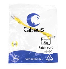 Cabeus PC-UTP-RJ45-Cat.5e-0.15m-YL-LSZH Патч-корд U/UTP, категория 5е, 2xRJ45/8p8c, неэкранированный, желтый, LSZH, 0.15м