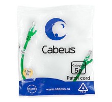 Cabeus PC-UTP-RJ45-Cat.5e-0.3m-GN Патч-корд U/UTP, категория 5е, 2xRJ45/8p8c, неэкранированный, зеленый, PVC, 0.3м