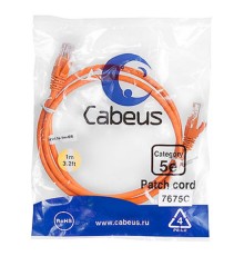 Cabeus PC-UTP-RJ45-Cat.5e-1m-OR Патч-корд U/UTP, категория 5е, 2xRJ45/8p8c, неэкранированный, оранжевый, PVC, 1м