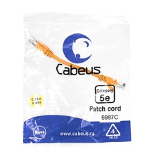 Cabeus PC-UTP-RJ45-Cat.5e-0.15m-OR Патч-корд U/UTP, категория 5е, 2xRJ45/8p8c, неэкранированный, оранжевый, PVC, 0.15м