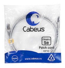Cabeus PC-FTP-RJ45-Cat.5e-1.5m Патч-корд F/UTP, категория 5е, 2xRJ45/8p8c, экранированный, серый, PVC, 1.5м