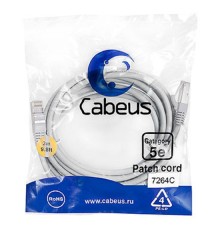 Cabeus PC-FTP-RJ45-Cat.5e-3m Патч-корд F/UTP, категория 5е, 2xRJ45/8p8c, экранированный, серый, PVC, 3м