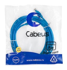 Cabeus PC-UTP-RJ45-Cat.5e-5m-BL Патч-корд U/UTP, категория 5е, 2xRJ45/8p8c, неэкранированный, синий, PVC, 5м