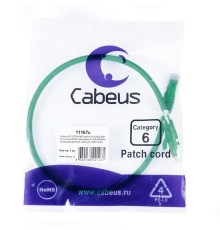 Cabeus PC-UTP-RJ45-Cat.6-0.3m-GN-LSZH Патч-корд U/UTP, категория 6, 2xRJ45/8p8c, неэкранированный, зеленый, LSZH, 0.3м