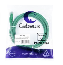 Cabeus PC-UTP-RJ45-Cat.6-2m-GN-LSZH Патч-корд U/UTP, категория 6, 2xRJ45/8p8c, неэкранированный, зеленый, LSZH, 2м