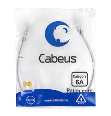 Cabeus PC-UTP-RJ45-Cat.6a-0.5m-LSZH Патч-корд U/UTP, категория 6а (10G), 2xRJ45/8p8c, неэкранированный, серый, LSZH, 0.5м